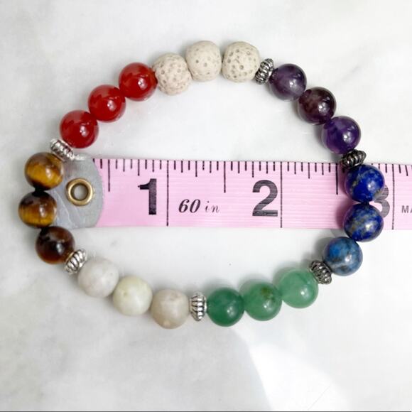Aromatherapy Lava Stone Handmade Beaded Bracelet - Picture 3 of 6